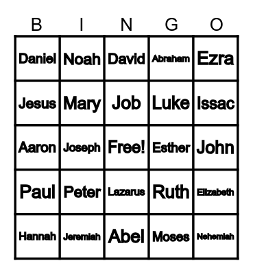 Bible characters Bingo Card