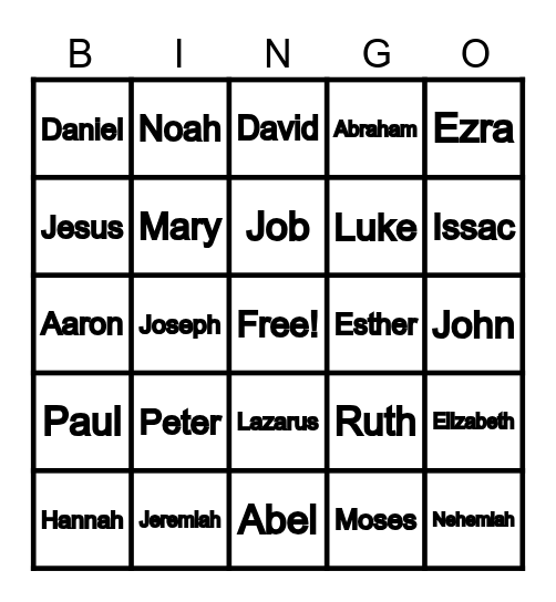 Bible characters Bingo Card