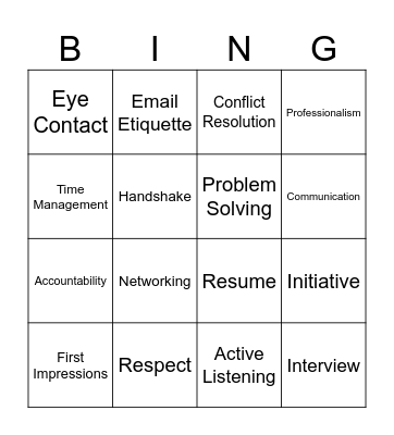 Everyday Professionalism Bingo Card