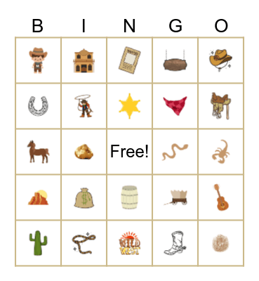 Wild West Bingo Card