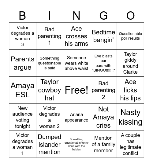 Baby Night Bingo Card