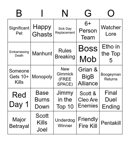 Life Series 7 Bingo Card