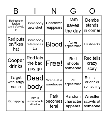 Blacklist Bingo Card