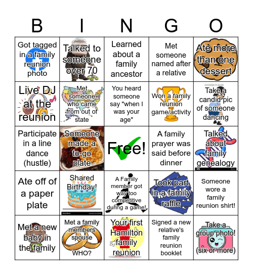 Hamilton Family Reunion Bingo Icebreaker!!! Bingo Card