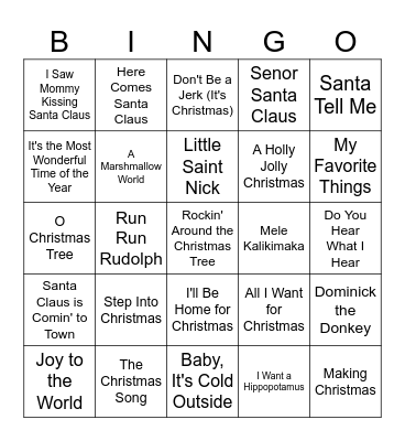 Christmas Bingo Card