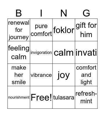Holiday  Bingo Card