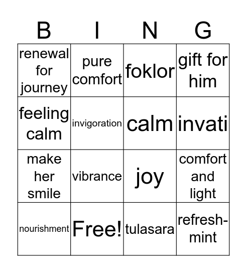Holiday  Bingo Card