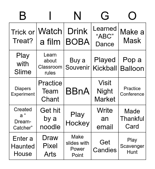 Did you? Bingo Card