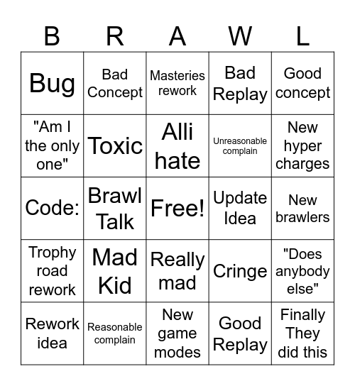 Brawl Stars Reddit Bingo Card