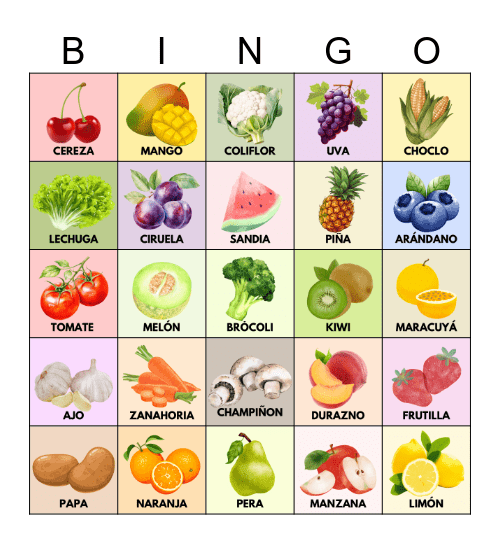 Bingo nutricional Bingo Card