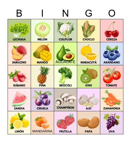 Bingo nutricional Bingo Card