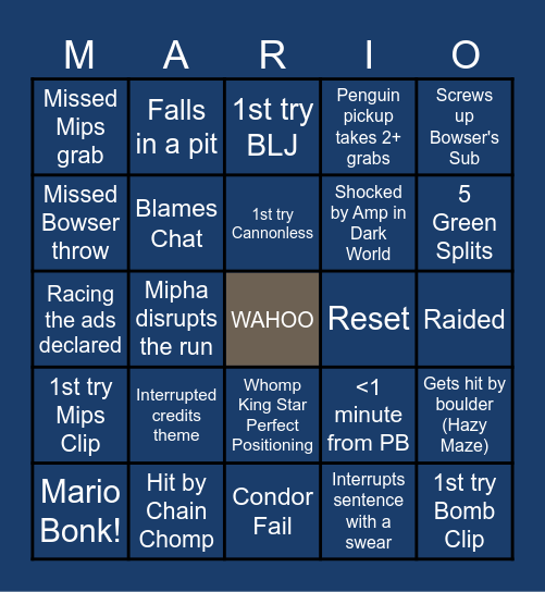 Masae's 16-Star Speedrun BINGO Card