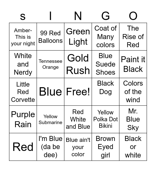 Color Me Impressed Bingo Card