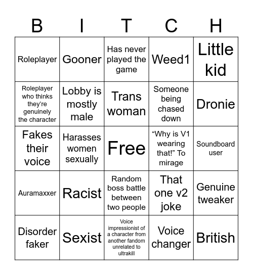 Ultrakill Group Instance Bingo Card