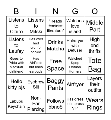 Performative Men Bingo Card