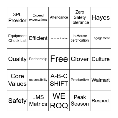 Microsoft Word  Bingo Card