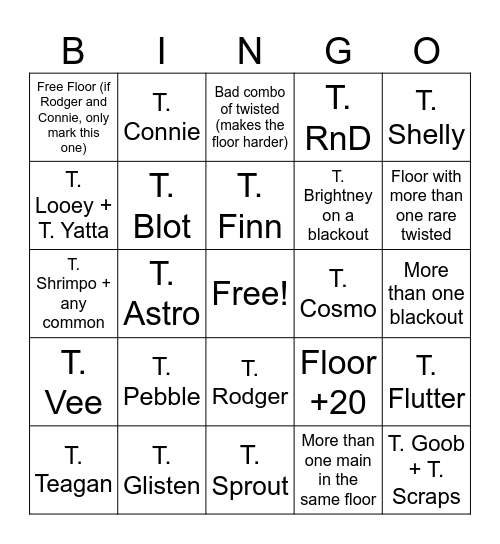 Dandy's world Solo Run Bingo :] Bingo Card
