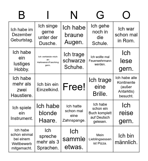 Wer sind wir? Bingo Card