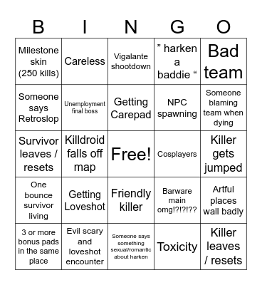 Die of death bingo Card