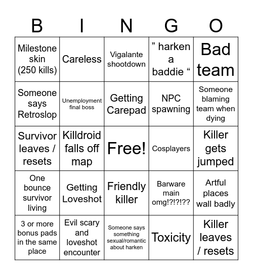 Die of death bingo Card