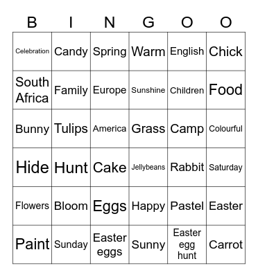 Easter Bingo Card