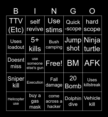 bo6 warzone verdansk bingo Card