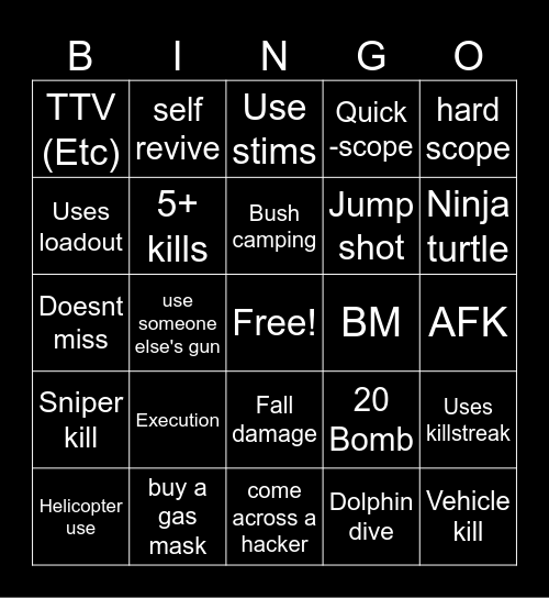 bo6 warzone verdansk bingo Card