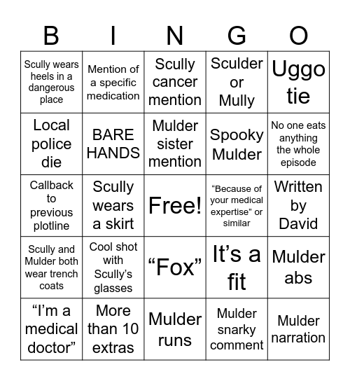 X-Files Bingo Card
