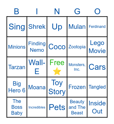 Movies Bingo Card