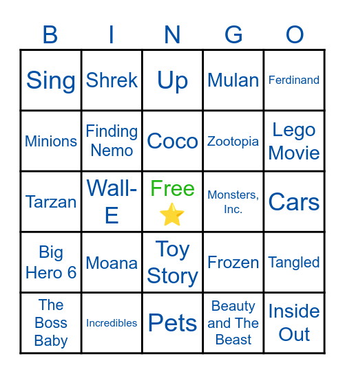 Movies Bingo Card