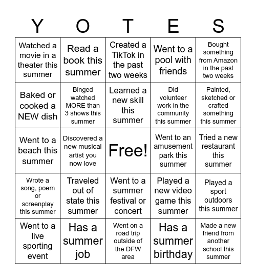 Boot Camp Bingo 2025 Bingo Card