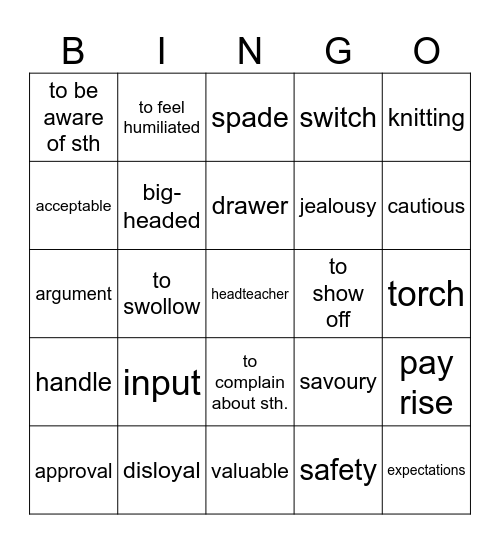 Revision Bingo Card