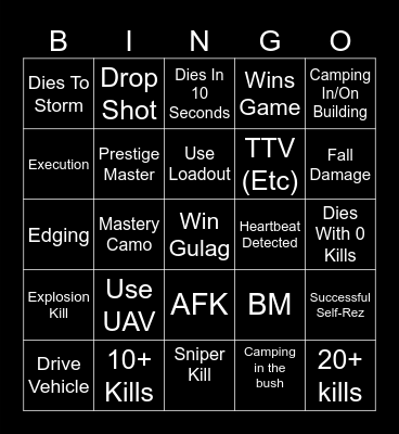 Warzone2025 Bingo Card