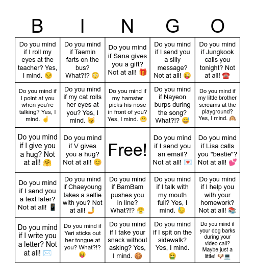 B7 L12 Do you mind Time to say goodbye Bingo Card