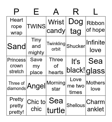 Pearl Dive Bingo Card