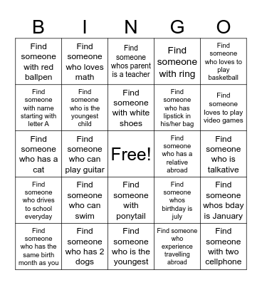 Grade 11 humms Bingo Card