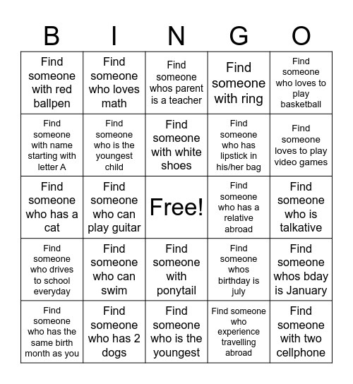 Grade 11 humms Bingo Card