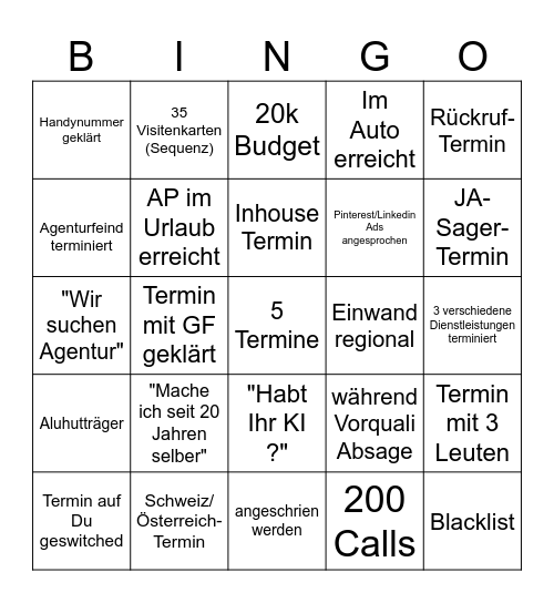 Vertriebsbingo Card