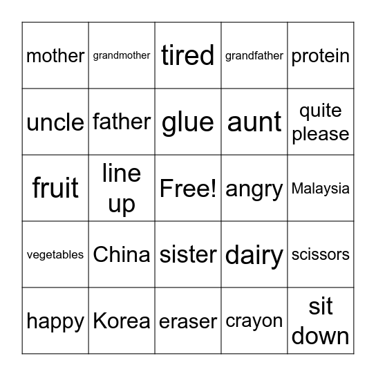 ALPHA BINGO! Bingo Card