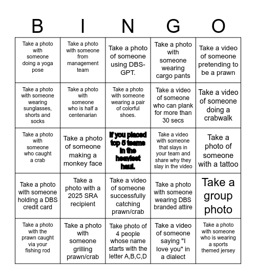 SG Cash Ops Team Bonding Bingo Card