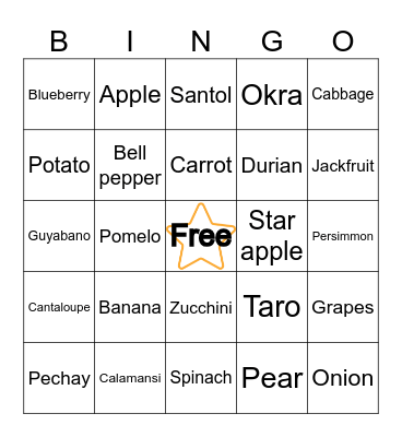 N     U     T     R     I Bingo Card