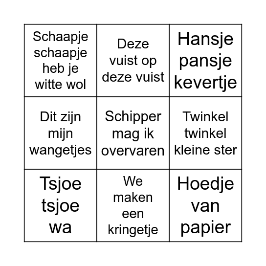 Van Vroeger Bingo Card