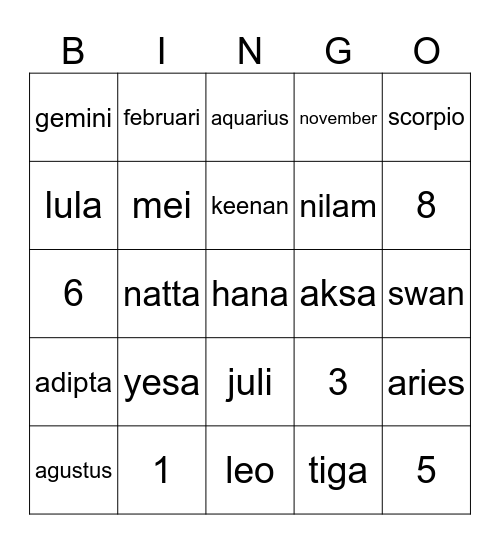 Untitled Bingo Card
