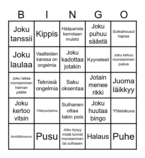 Hääbingo Card