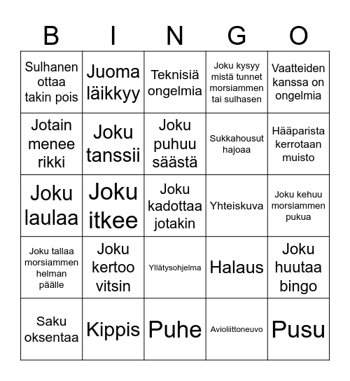 Hääbingo Card