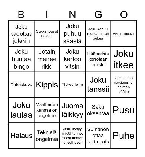 Hääbingo Card