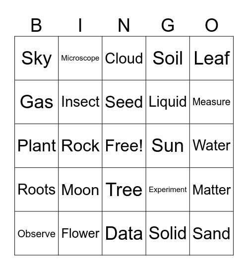 Science Bingo Card