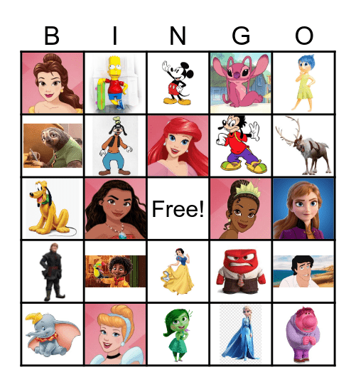 G Fam Disney Bingo Card