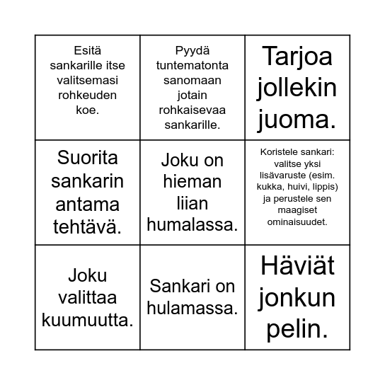 Nicon bingo - Suorita kaikki bingotehtävät juhlasankarin kunniaksi! Ensimmäinen, joka suorittaa kaikki tehtävänsä, palkitaan ruhtinaallisesti! Bingo Card