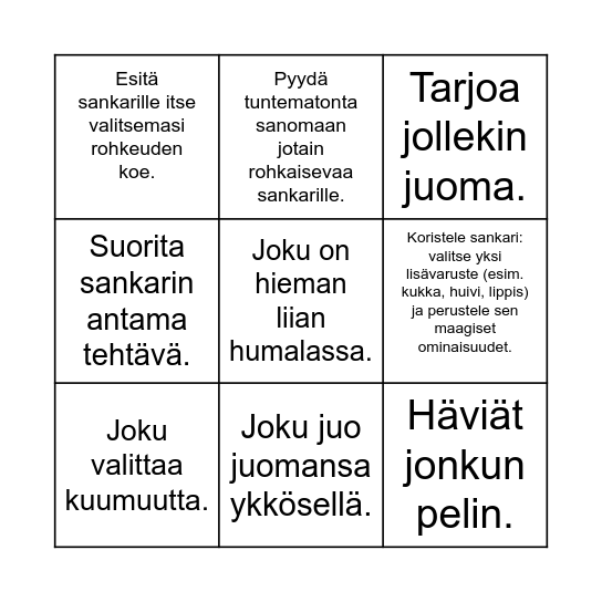 Nicon bingo - Suorita kaikki bingotehtävät juhlasankarin kunniaksi! Ensimmäinen, joka suorittaa kaikki tehtävänsä, palkitaan ruhtinaallisesti! Bingo Card